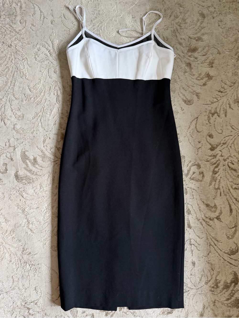 Etcetera Rumba Black and White Sleeveless Zip Back Sheath Dress